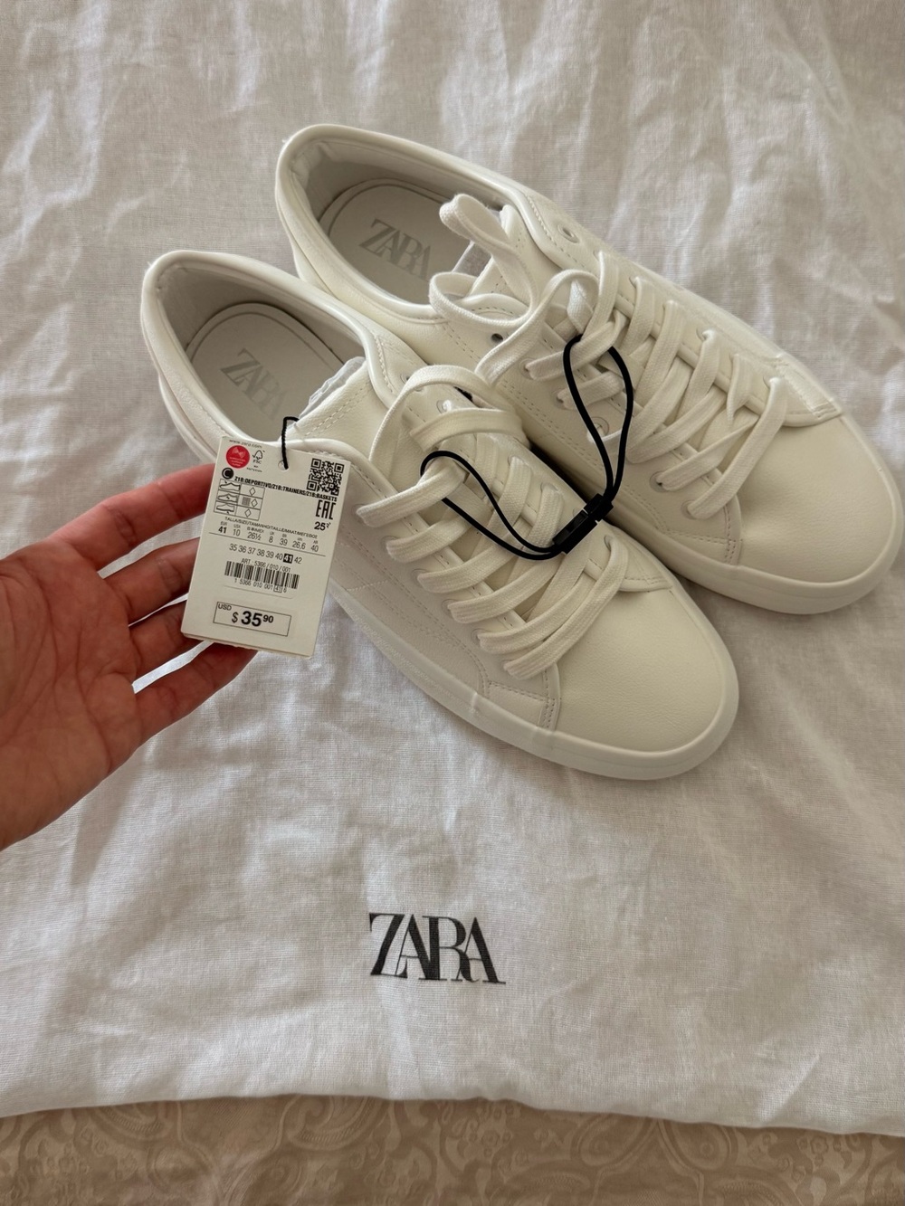 ZARA White Low-Top Women's Sneakers